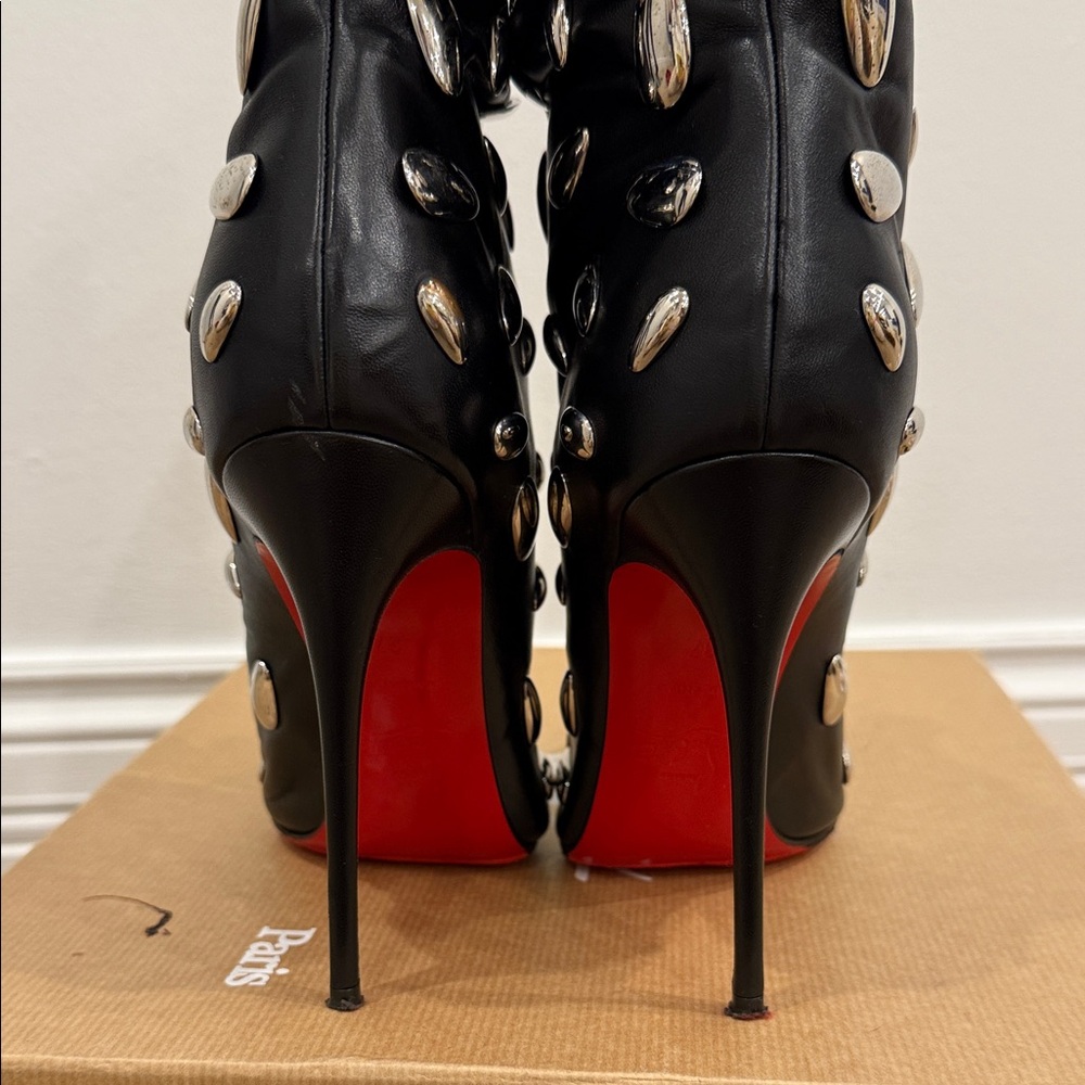 Christian Louboutin Nail Stud Boots 37 Rare Limited Edition Black Leather 💋 - Picture 8 of 12